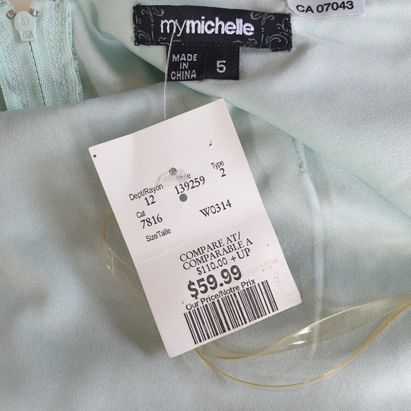 NWT My Michelle Aqua Lace Short Sleeved Dress 5 - Picture 4 of 7